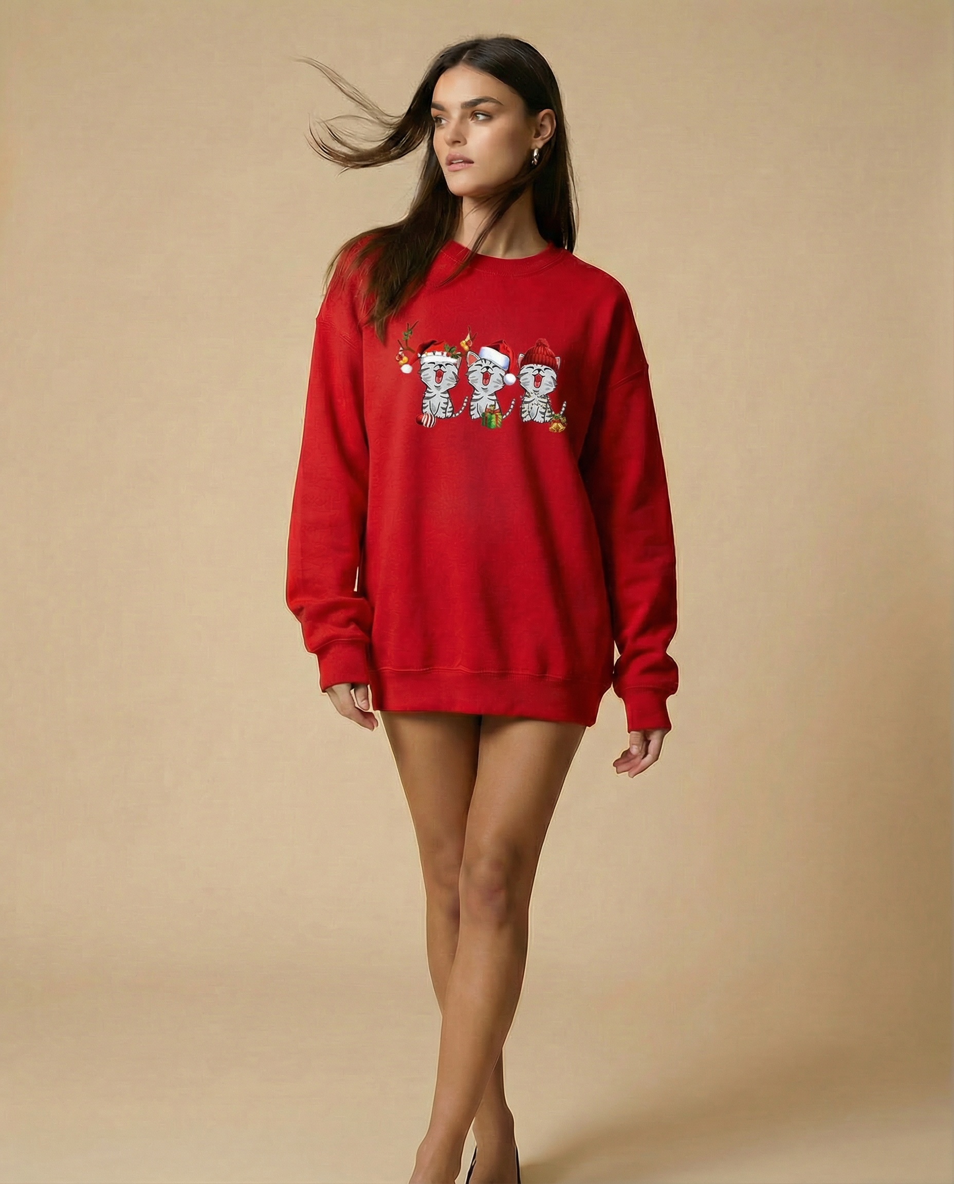 Festive Cat Lover Crewneck Sweatshirt
