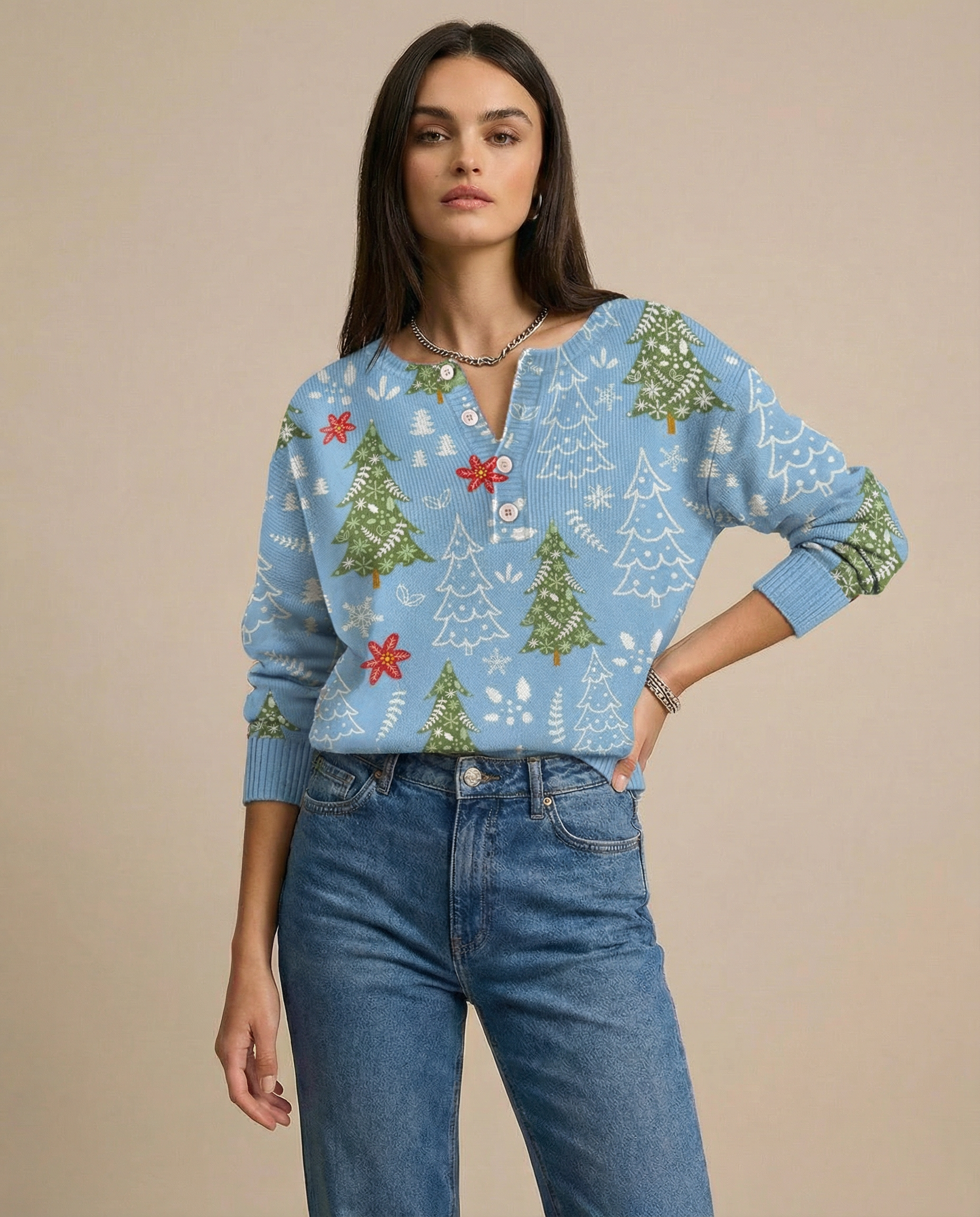 Ailsa – Christmas Jumper with Buttons