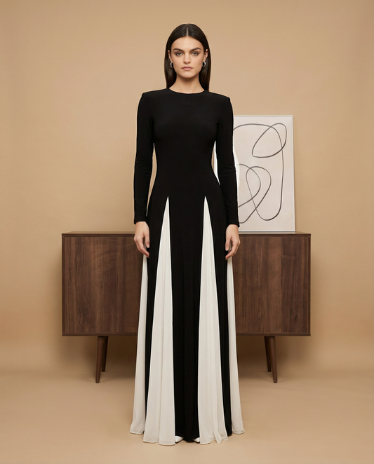 Paisley - Sleek Spliced Crewneck Slim-Fit Dress