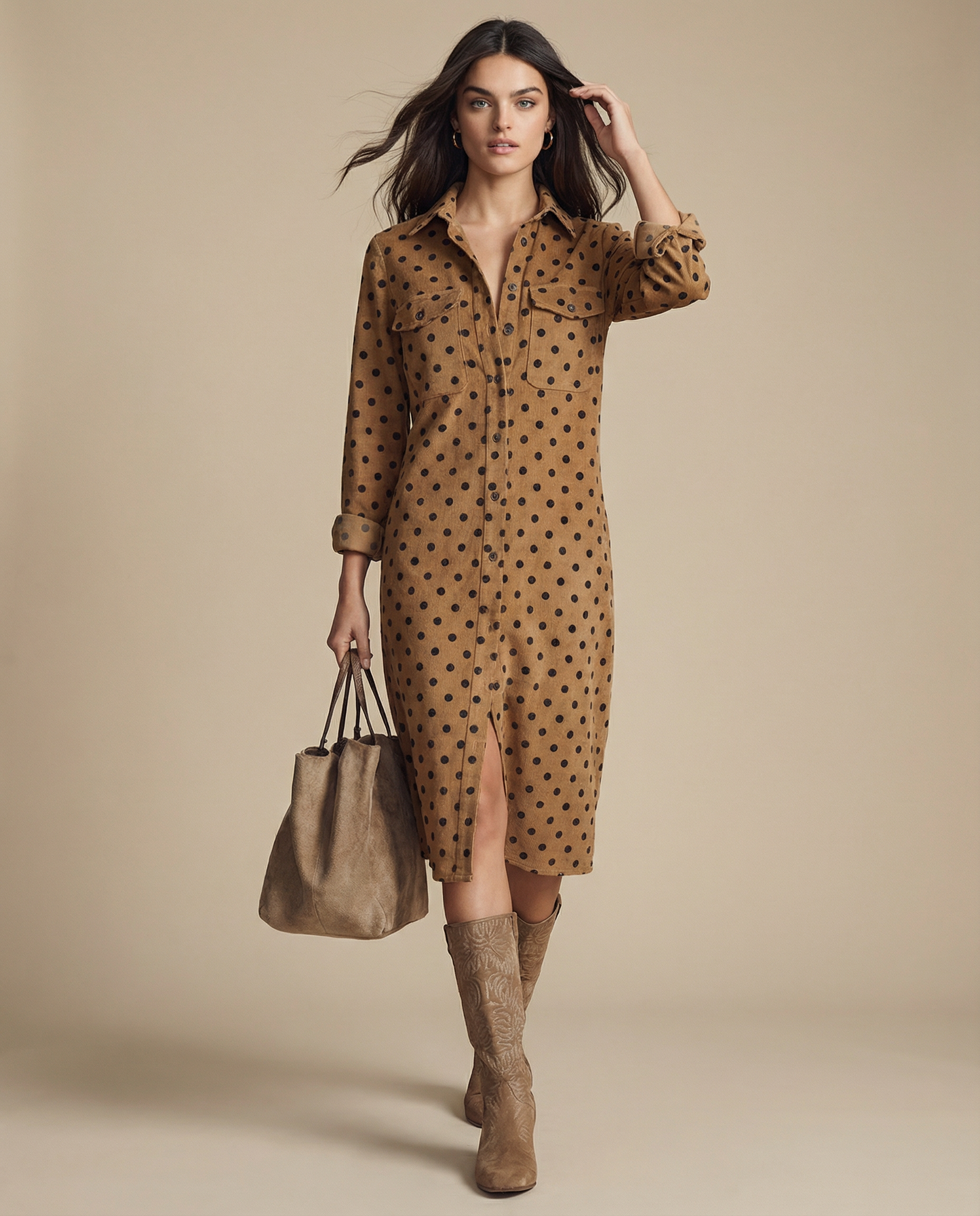 Claudia | Polka Dot Faux Leather Midi Dress