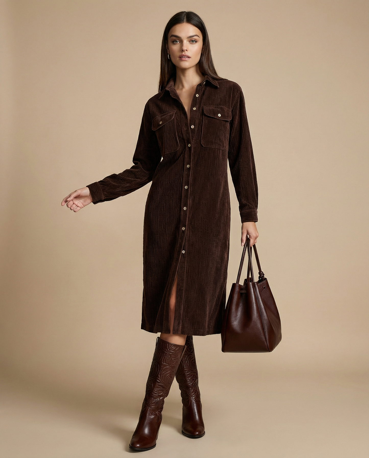 Isabel | Classic Corduroy Midi Dress