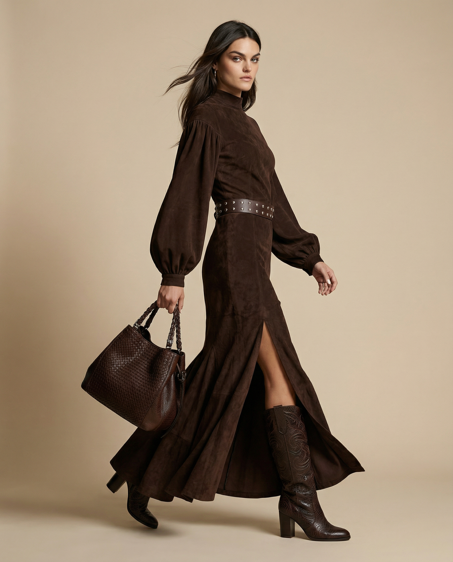 Harriet | Vintage Lantern-Sleeve Midi Dress