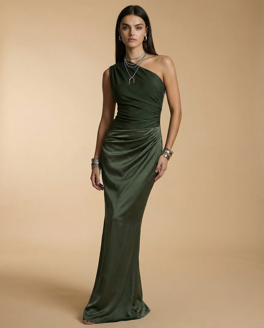 Sophia | One-Shoulder Satin Maxi Dress