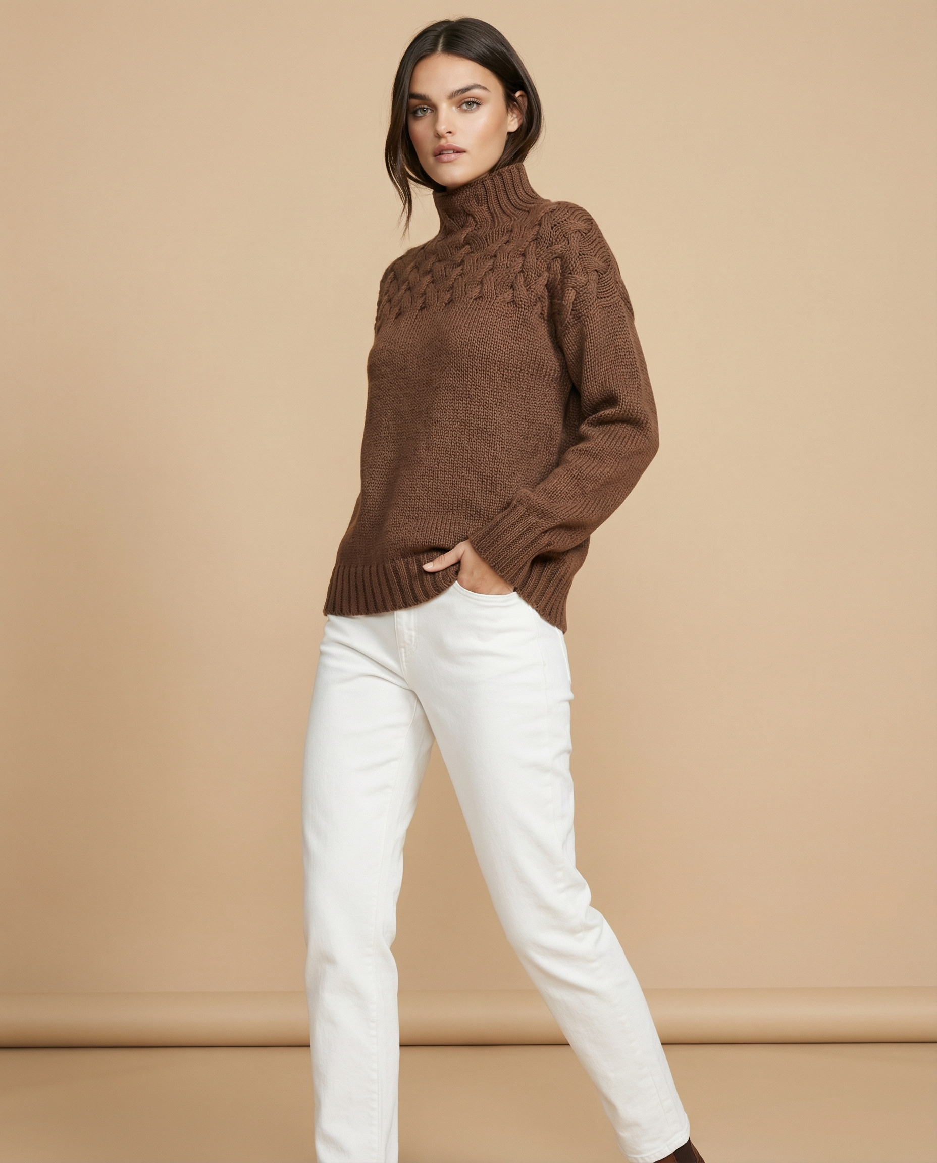 Alina – High Neck Long Sleeve Sweater