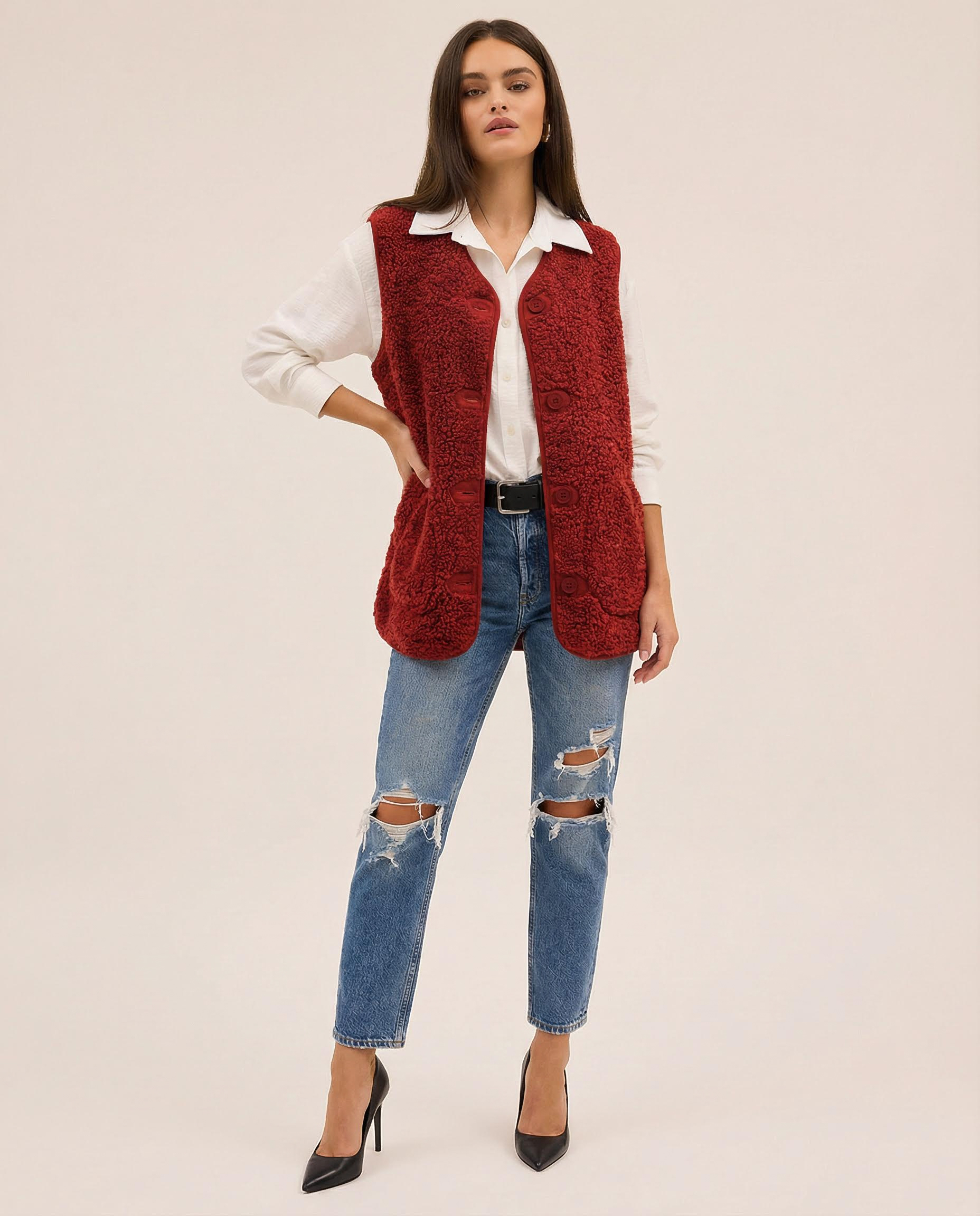 Lynora | Button-Down Short Warm Vest