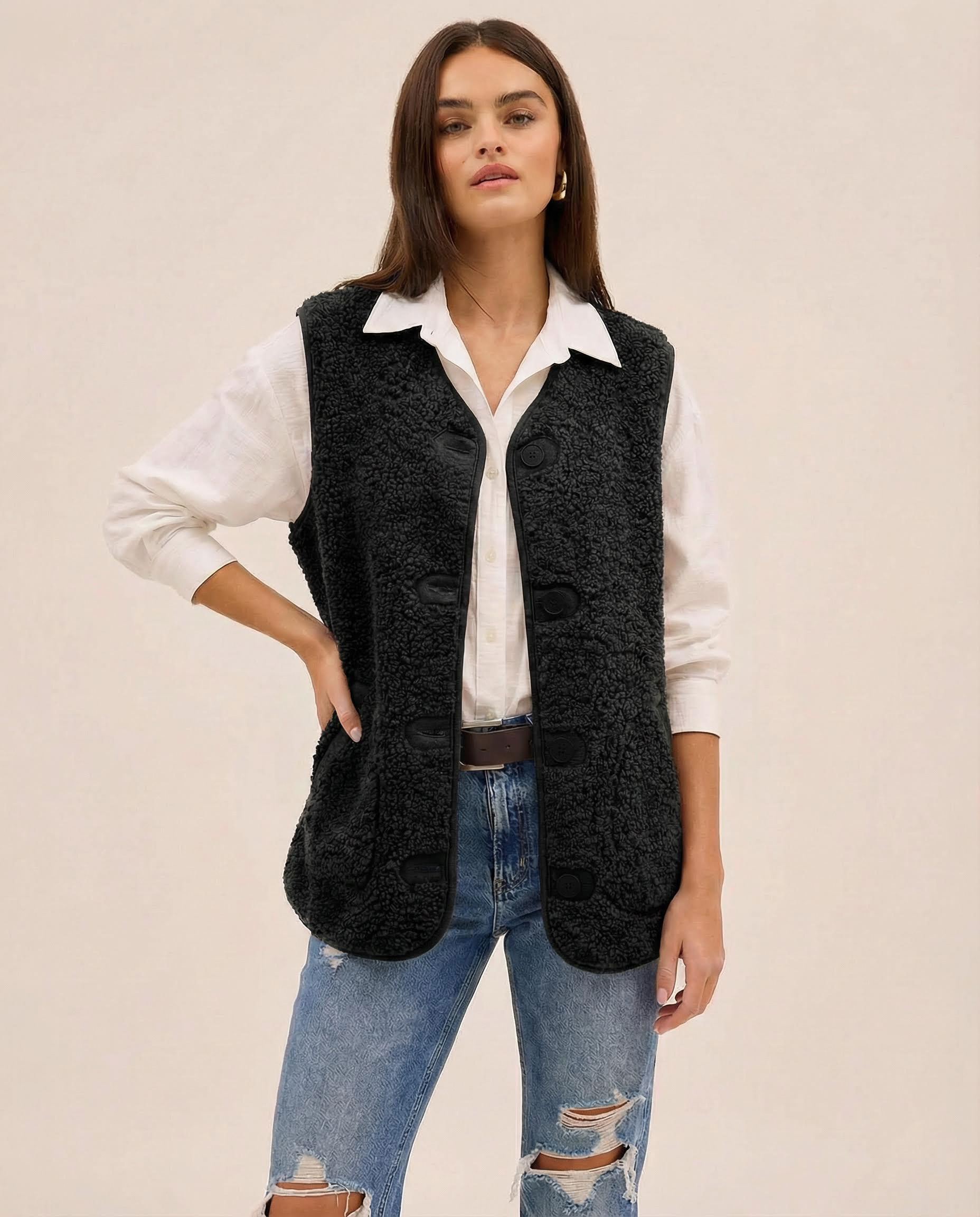 Lynora | Button-Down Short Warm Vest