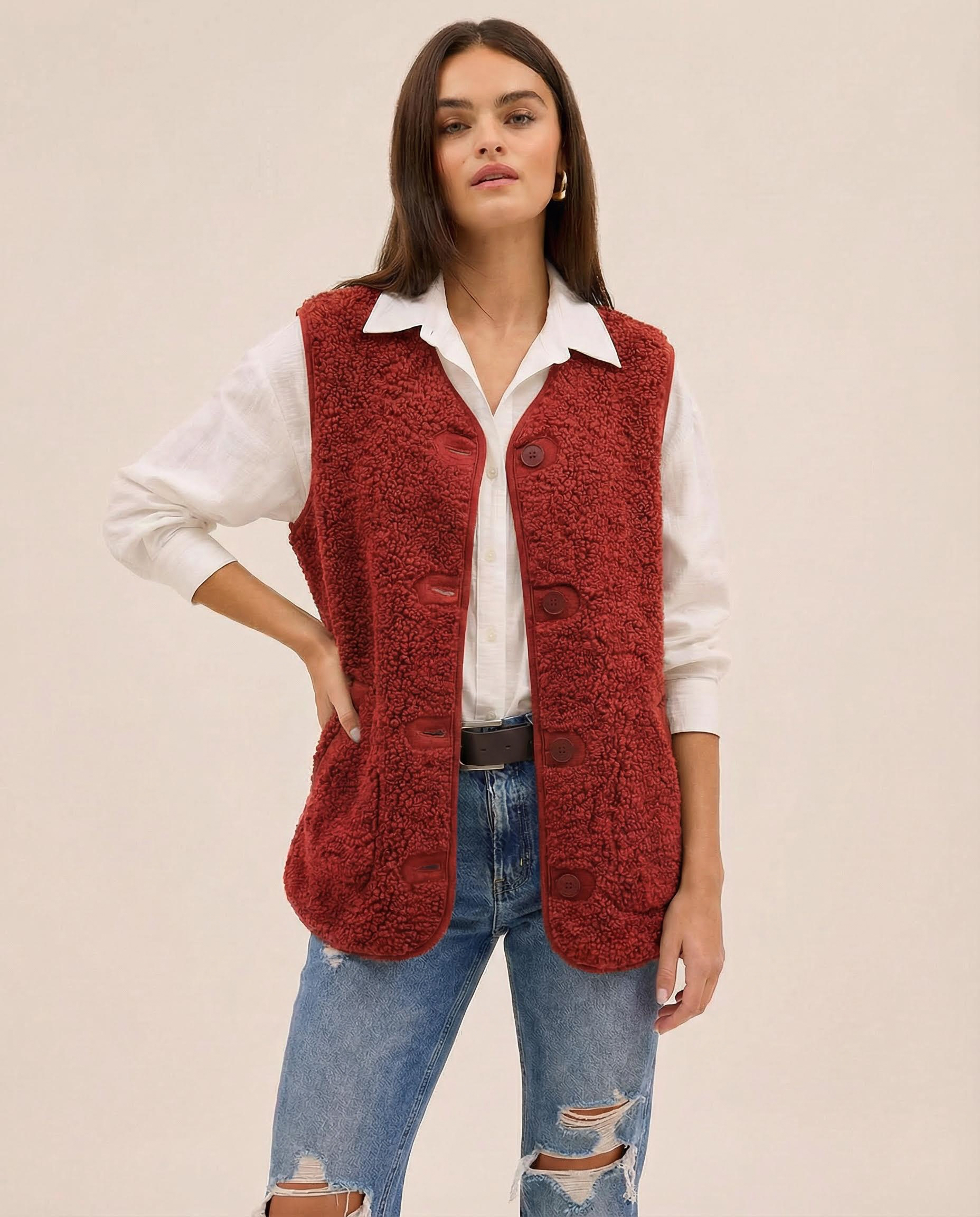 Lynora | Button-Down Short Warm Vest