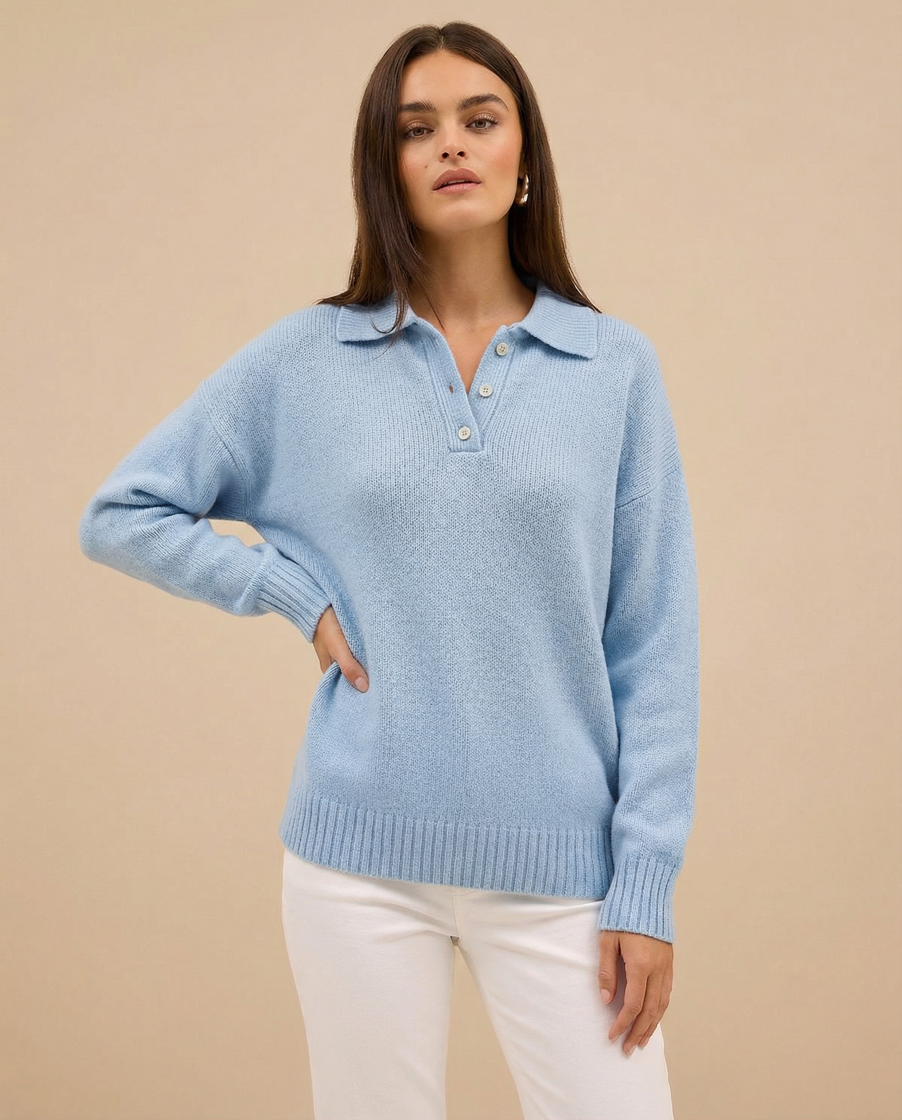 Herra – Soft Knit Polo Sweater