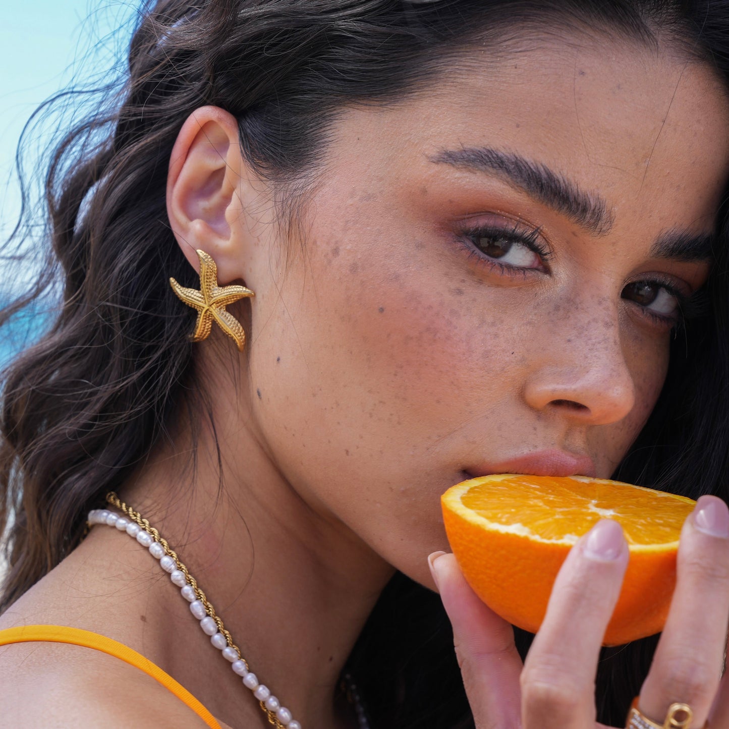 Sable - Curved Starfish Earrings