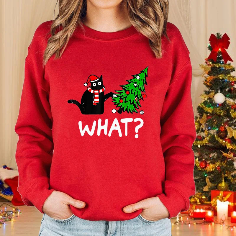 Festive Cat Lover Crewneck Sweatshirt