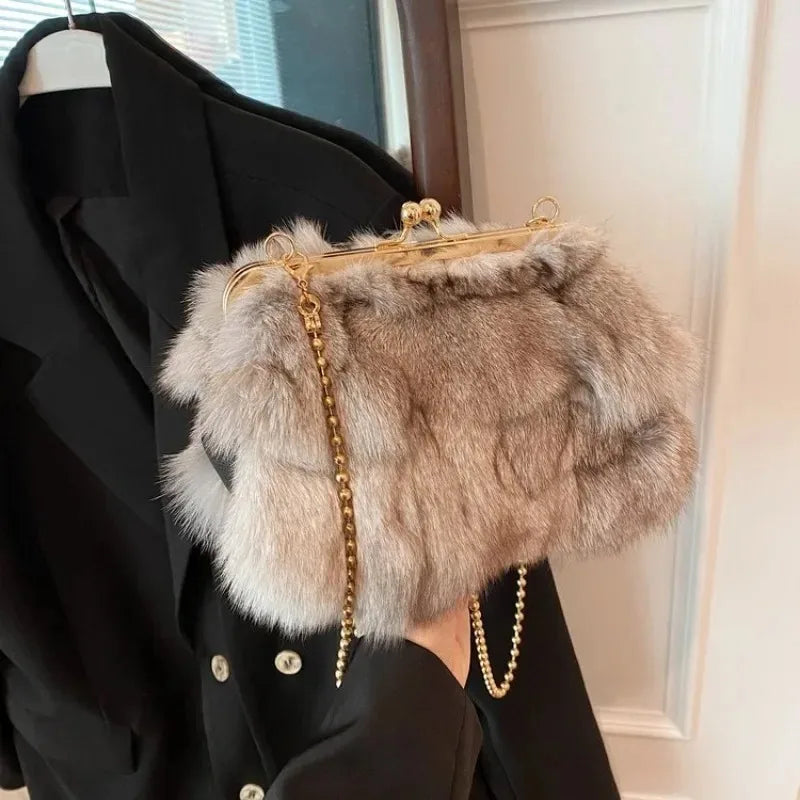 Victoria | Elegant Evening Faux Fur Clutch Bag