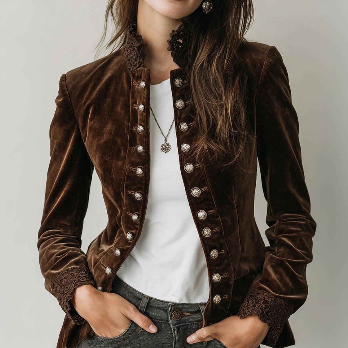 Florence – Fuzzy Coffee Mock Neck Jacket