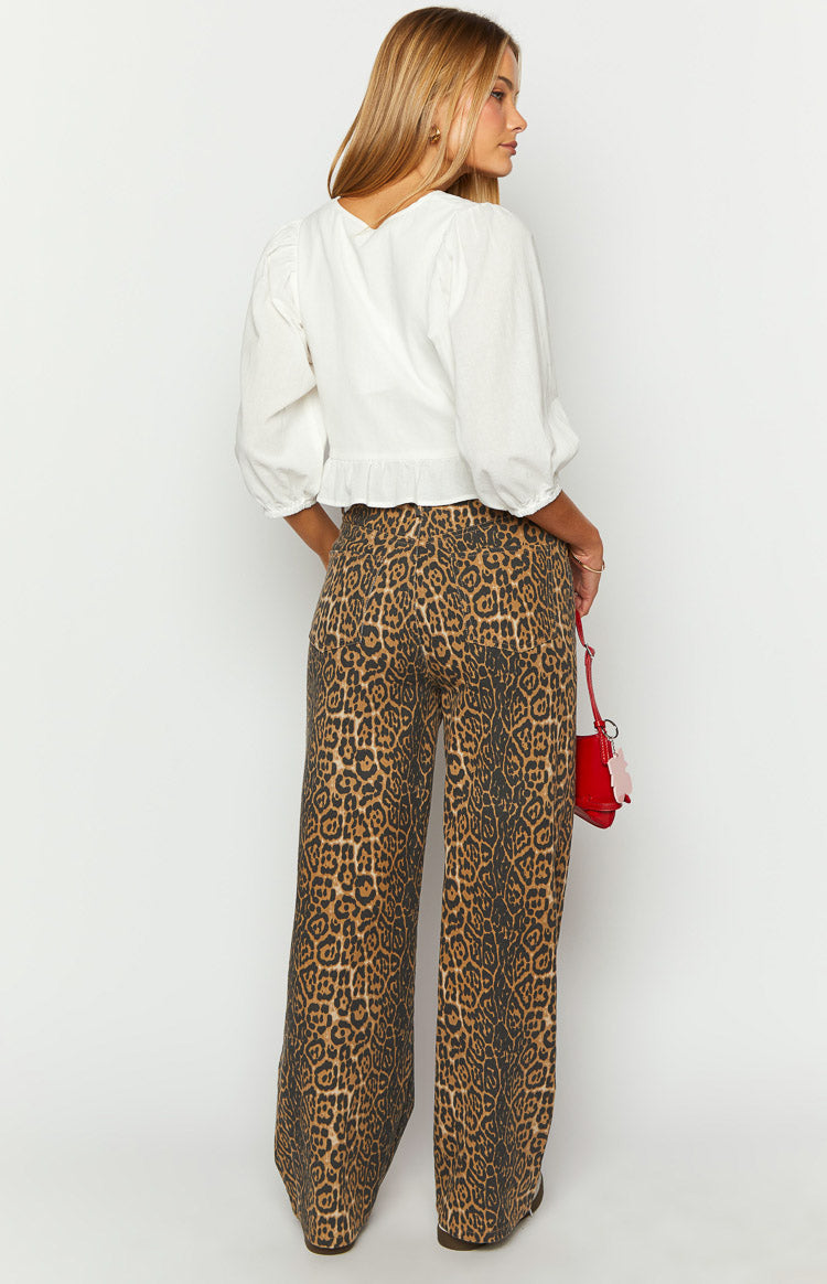 Malou - Leopard Print Straight Fit Jeans