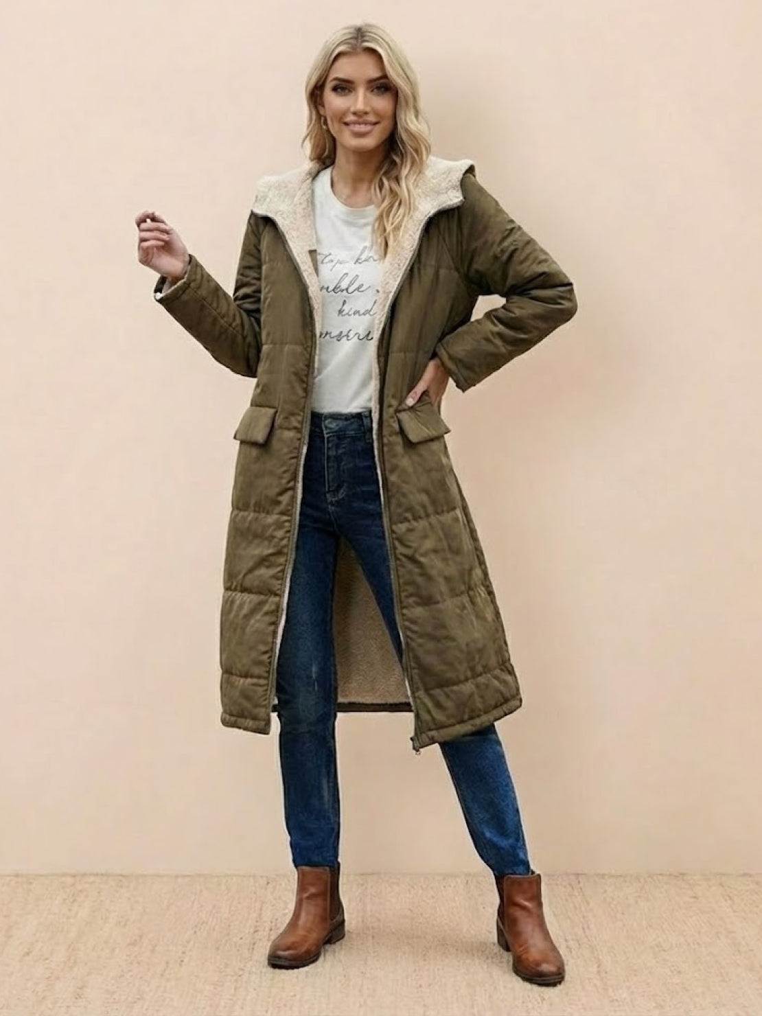 Lizzy -Sherpa-Lined Hooded Teddy Coat