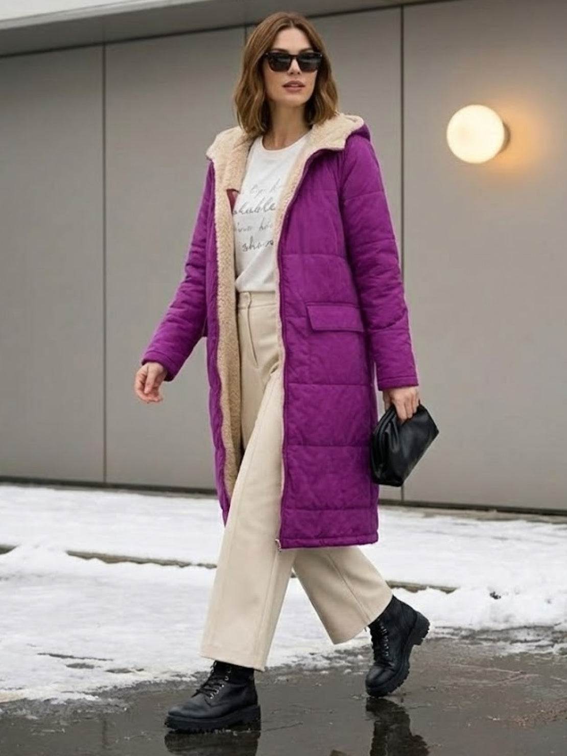 Lizzy -Sherpa-Lined Hooded Teddy Coat